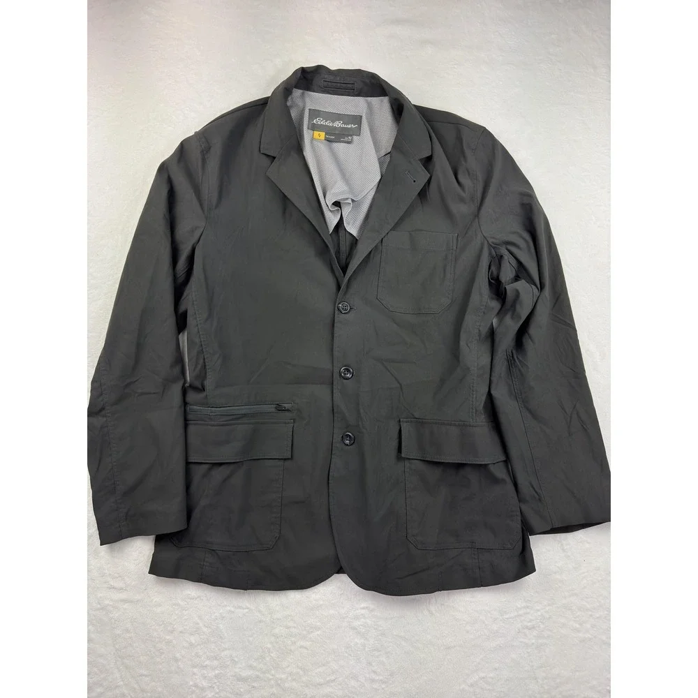 Eddie Bauer Blazer‎ Mens 42 Gray Travex Three Button Travel Jacket